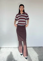 Summer Vintage Polo Shirts Woman Long Sleeve Crop Top Women Brown Stripe Polo Shirts Streetwear Casual Tops Loose Polo Mujeres - Image 2