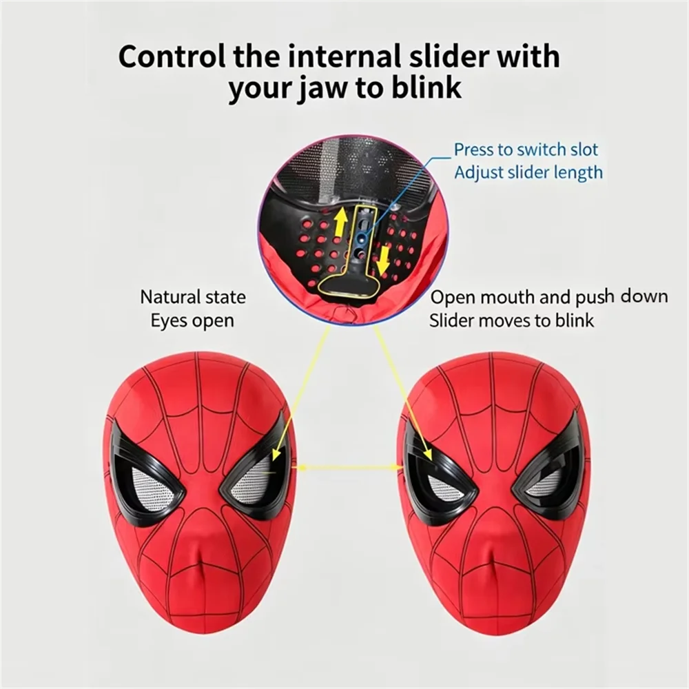 2026 《Spider Man:Brand New Day 》 1:1 scale mask, chin strap with operable blink control, Halloween Spider Man cosplay toy