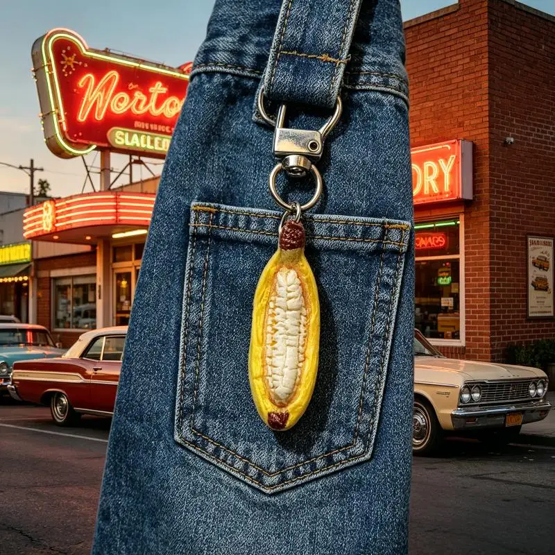 Handmade Resin Keychain for Anxiety Alleviation Creative Banana Boat Charm to Carry view 4