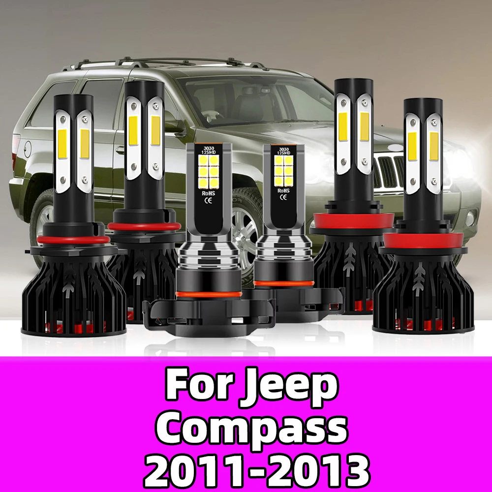 

Для Jeep Compass 2011 2012 2013 Автомобильная передняя фара 6000 лм дальний и ближний свет 12 В автомобильные лампы 5202 K Автомобильная противотуманная фара 9005 H11