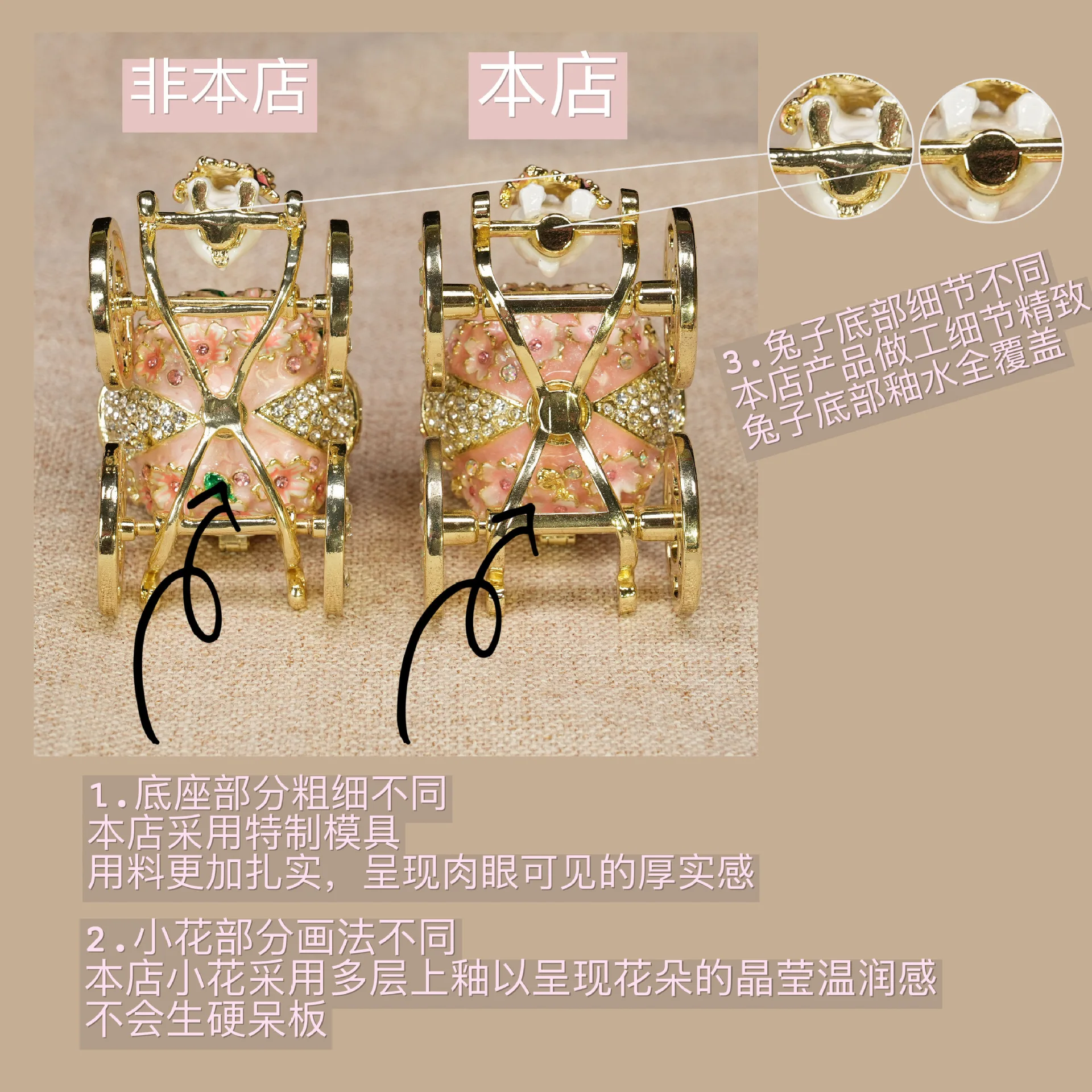Cloisonne Rabbit Carriage Jewelry Box, Cartoon Light Luxury Figurine, Enamel Handicraft Home Decor for Shelf Display Gift