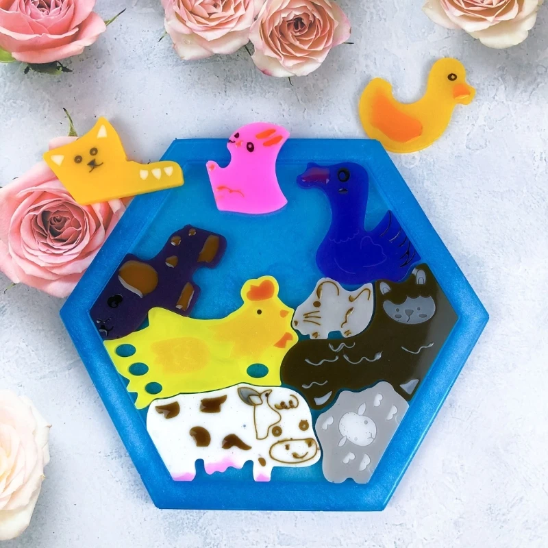 Set of 2 Animal Themed Crystal Epoxy Resin Mold Unique Animal Puzzle Silicone Molds for Epoxy Resin Crafting Projects