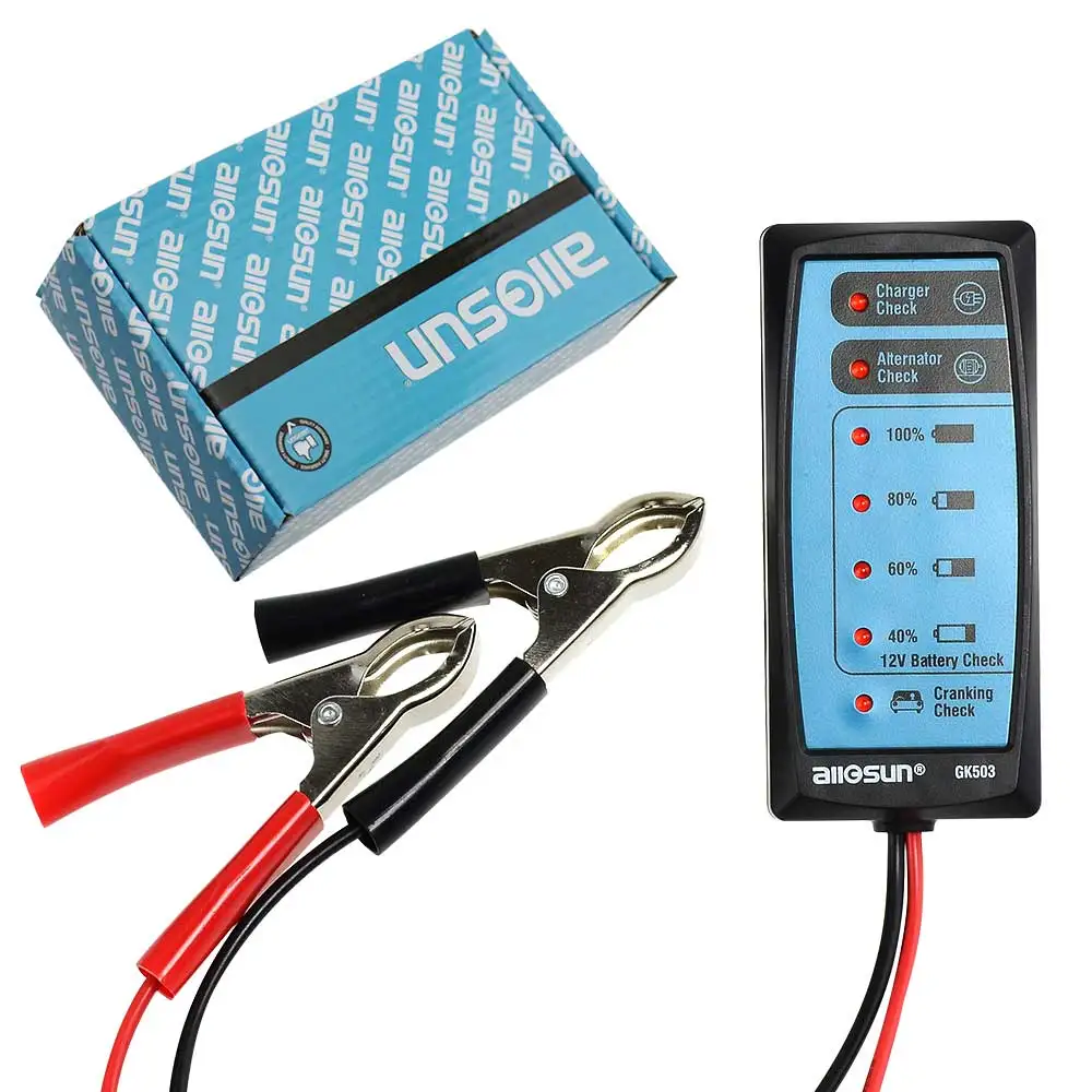 Mini 12V Automotive/ Car Battery Tester Charger/ Alternator/ Cranking Check with 6-LED Display Easy to Use All-sun GK503