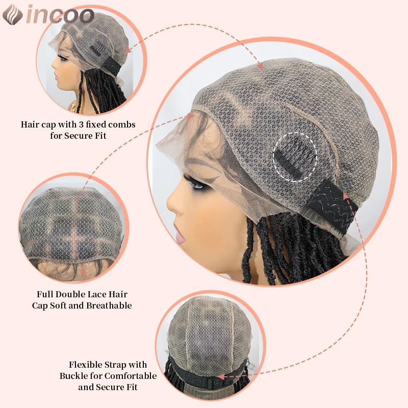 Perruque synthétique tressée dreadlock 40 pouces, postiche complète lace front, mèches papillon pour femmes noires, perruques torsadées sénégalaises douces