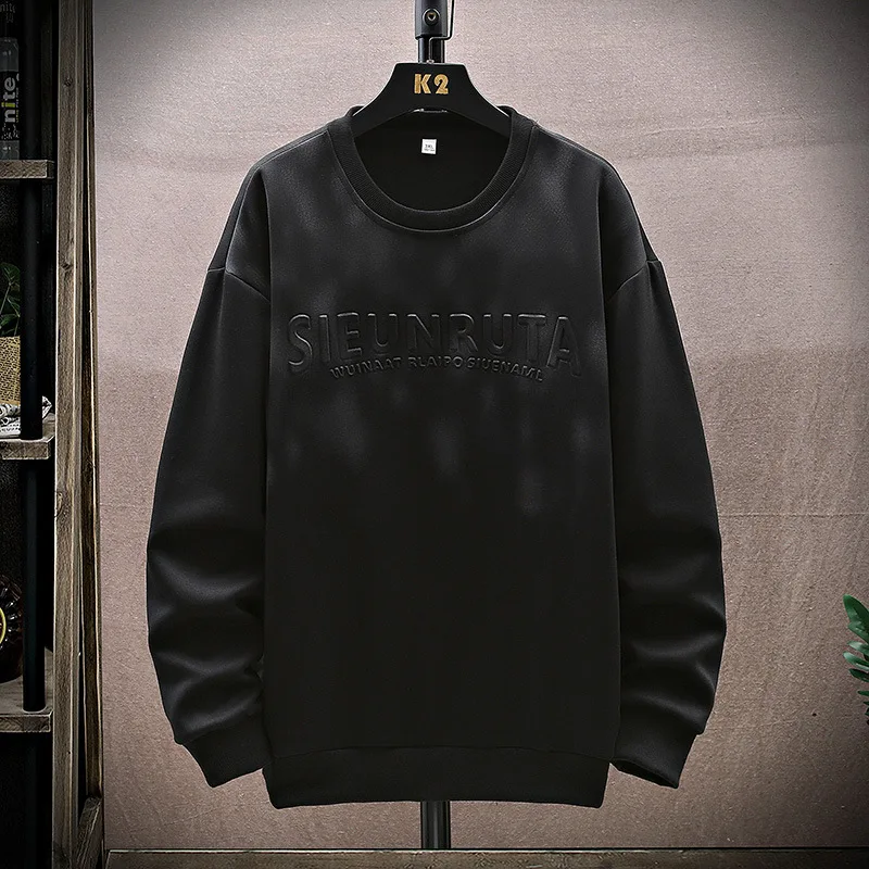 Spring Autumn Round Neck Hoodie for Men BIG Size 9XL 10xl  Embossed Letters Versatile Casual Hoodie Trendy 150kg men clothing