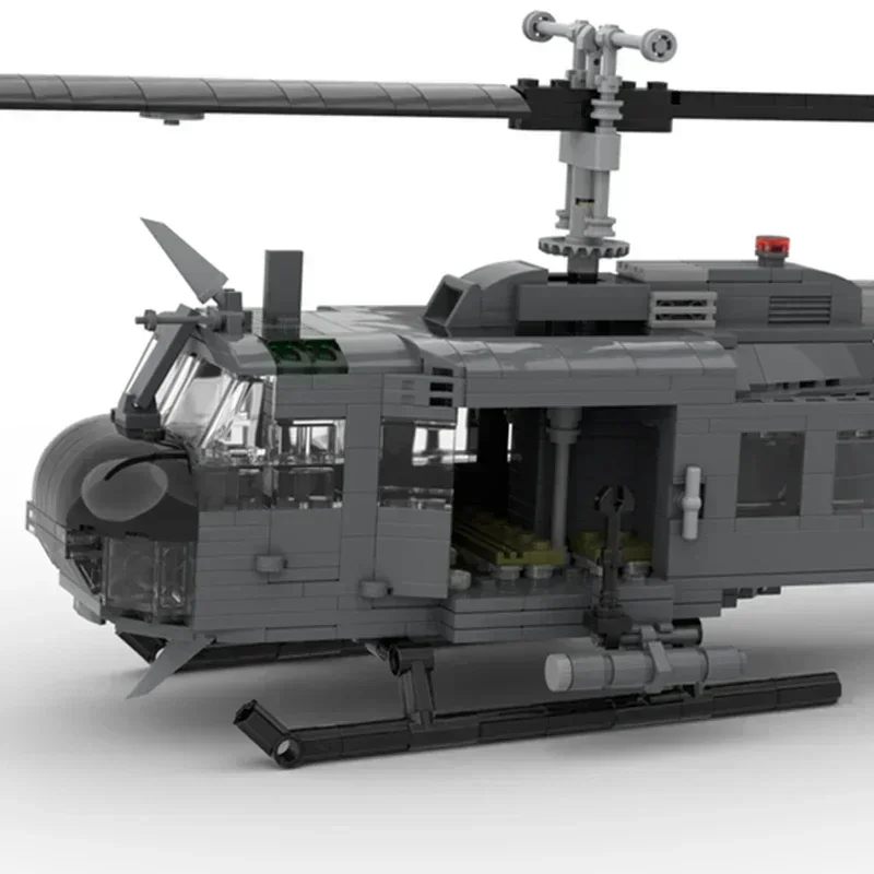 Military Model Moc Building Bricks UH-1H Iroquois Huey Helicopter Technology Modular Blocks Gift Christmas Toy DIY Sets Assembly