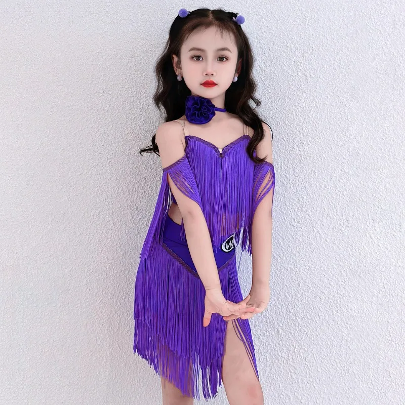 

Fringe Rumba Latin Dance Dress Girls Professional Tassels Salsa Tango Samba Costume Children Competition Ballroom Dance Skirt