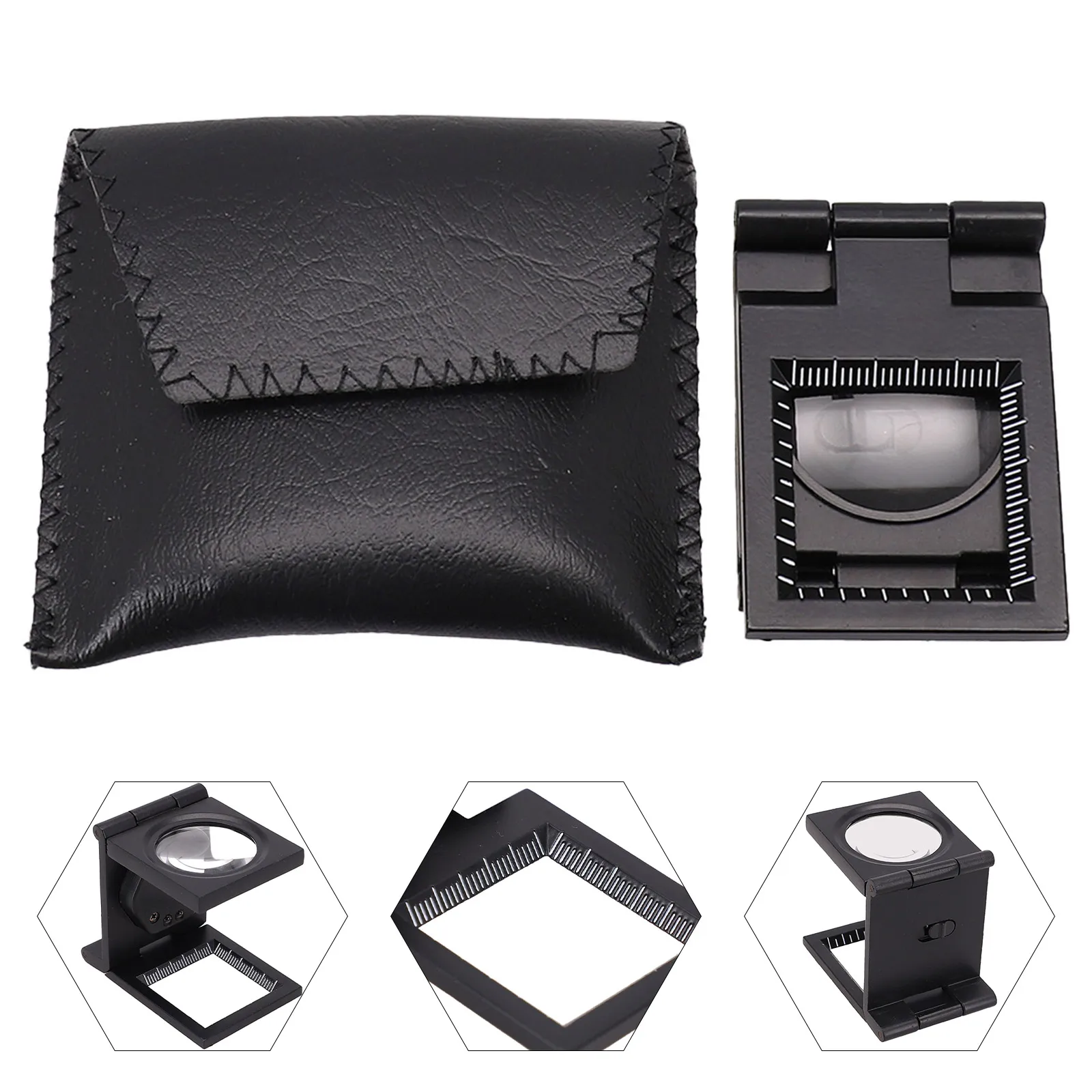 Lente d'ingrandimento pieghevole per stampante con lente d'ingrandimento in metallo e lino con lente d'ingrandimento a 2 lente in vetro ad alta definizione per prestazioni migliori