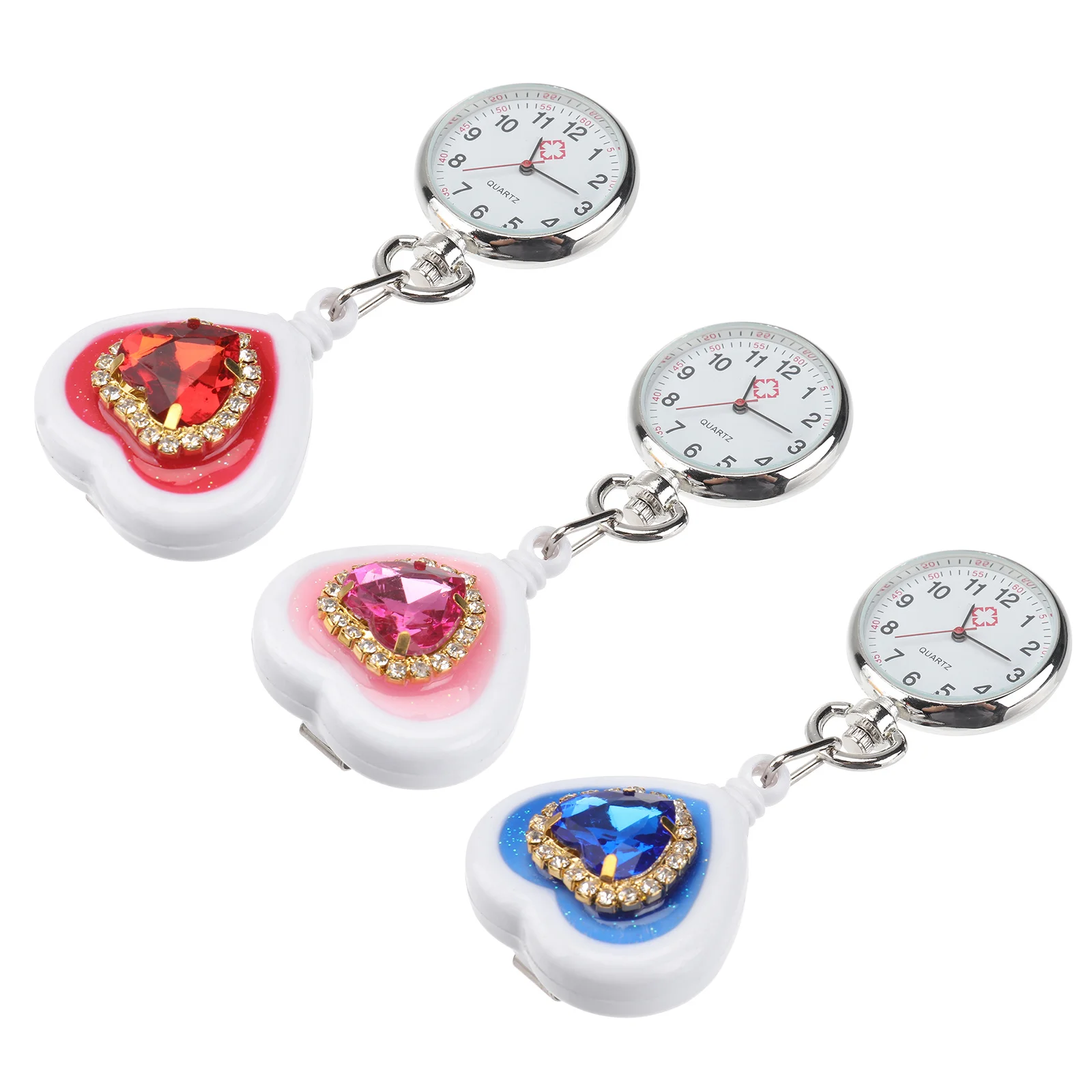 3 шт. часы для медсестры в форме сердца кварцевые выдвижные карманные часы практичный аксессуар для врача модные медицинские часы