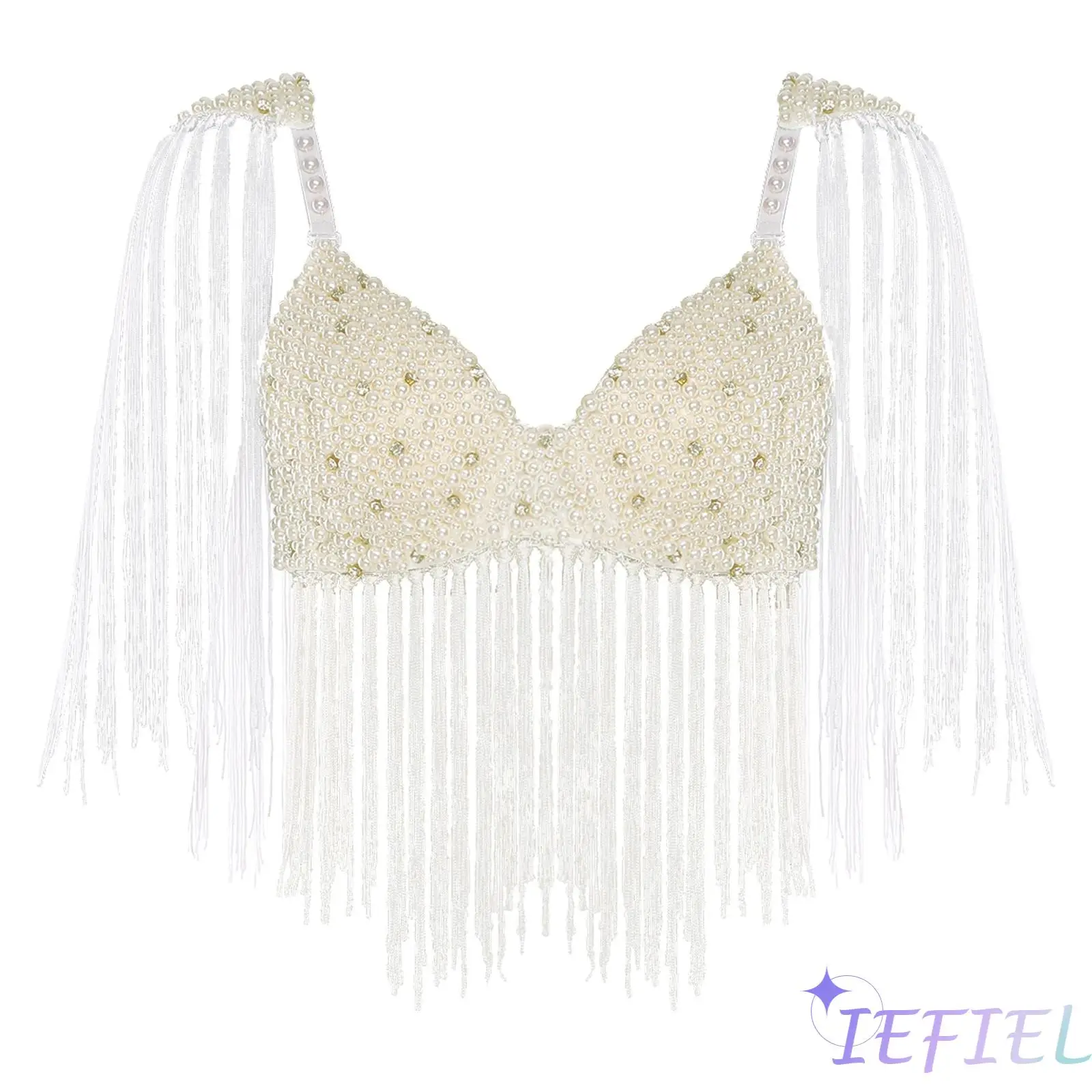 المرأة الرقص الشرقي هامش الصدرية البلاستيك الخرز شرابة تقليم دفع ما يصل الصدرية الأعلى مع لوحات الكتف أزياء الرقص اللاتينية حزب زي #1