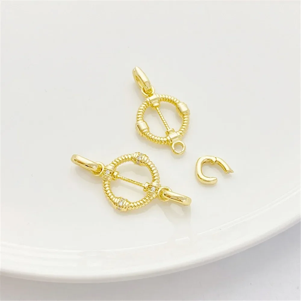 Anillo giratorio de Color dorado de 14K, doble hebilla Universal colgante hecha a mano, pulsera de hilo, collar, accesorios de cierre de conexión