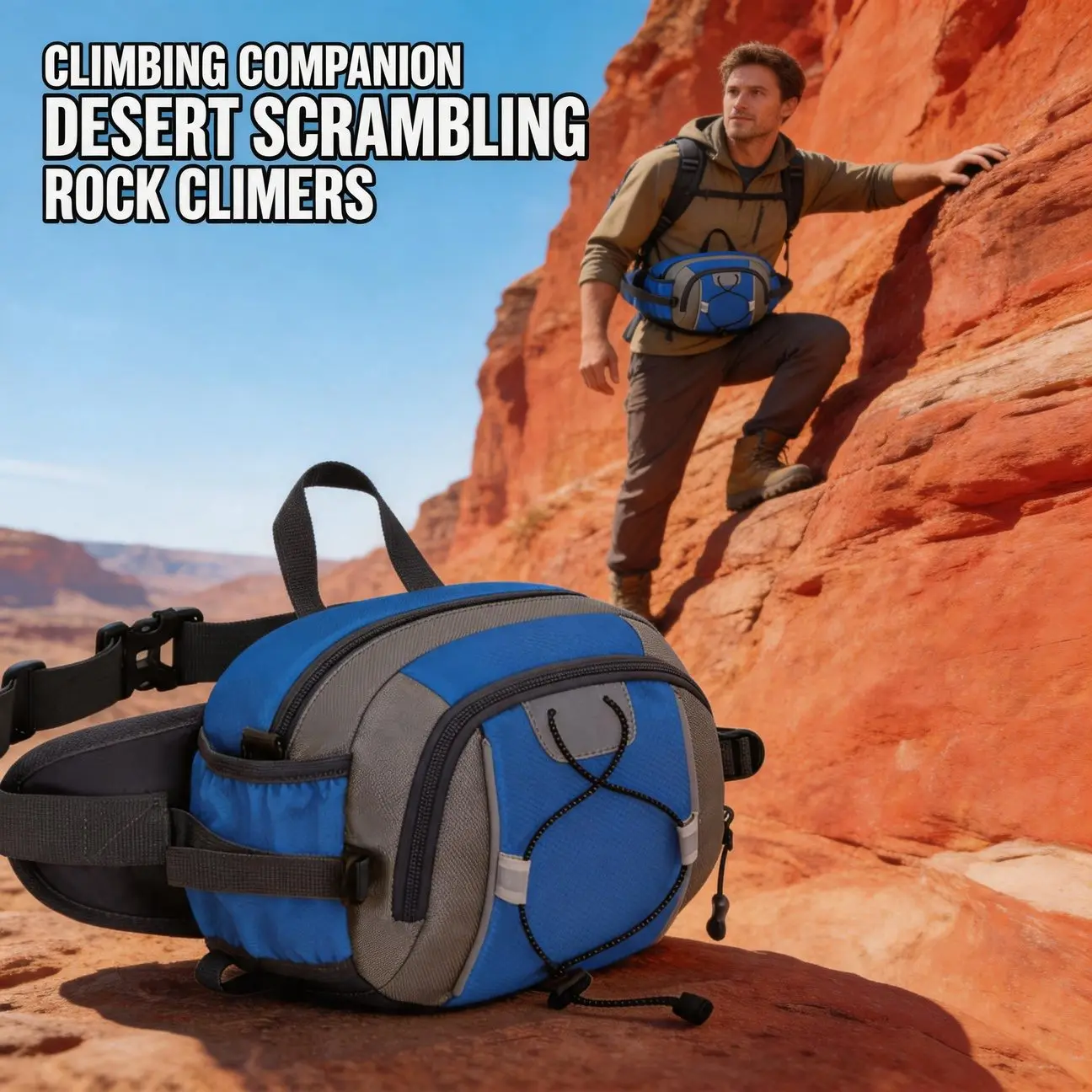 Mountain Biking Hip Pack, Convertible Chest Sling Crossbody Bag for Hiking Climbing and Cycling