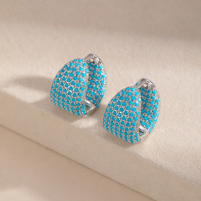 Blaue Türkis-Stein-Kollektion Ohrstecker für Damen Schmuckkollektion Geschenke – Detail 3