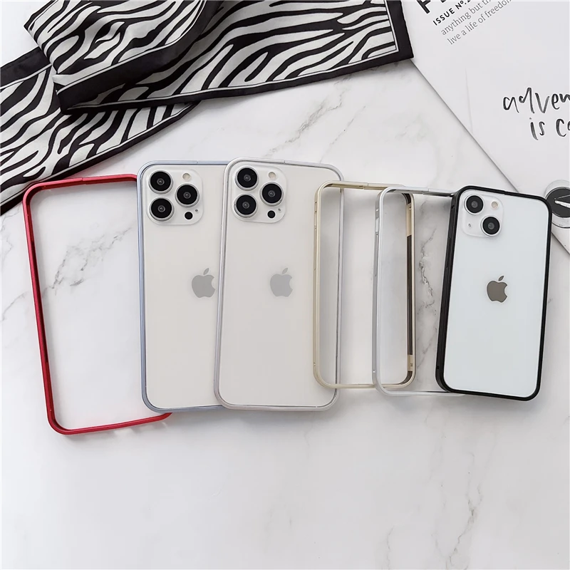 Ultra Thin Luxury Aluminum Frame Metal Bumper Case for IPhone 14 Plus 13 Pro Max 12 Mini 13Pro 12Pro IPhone13 Protector Cover