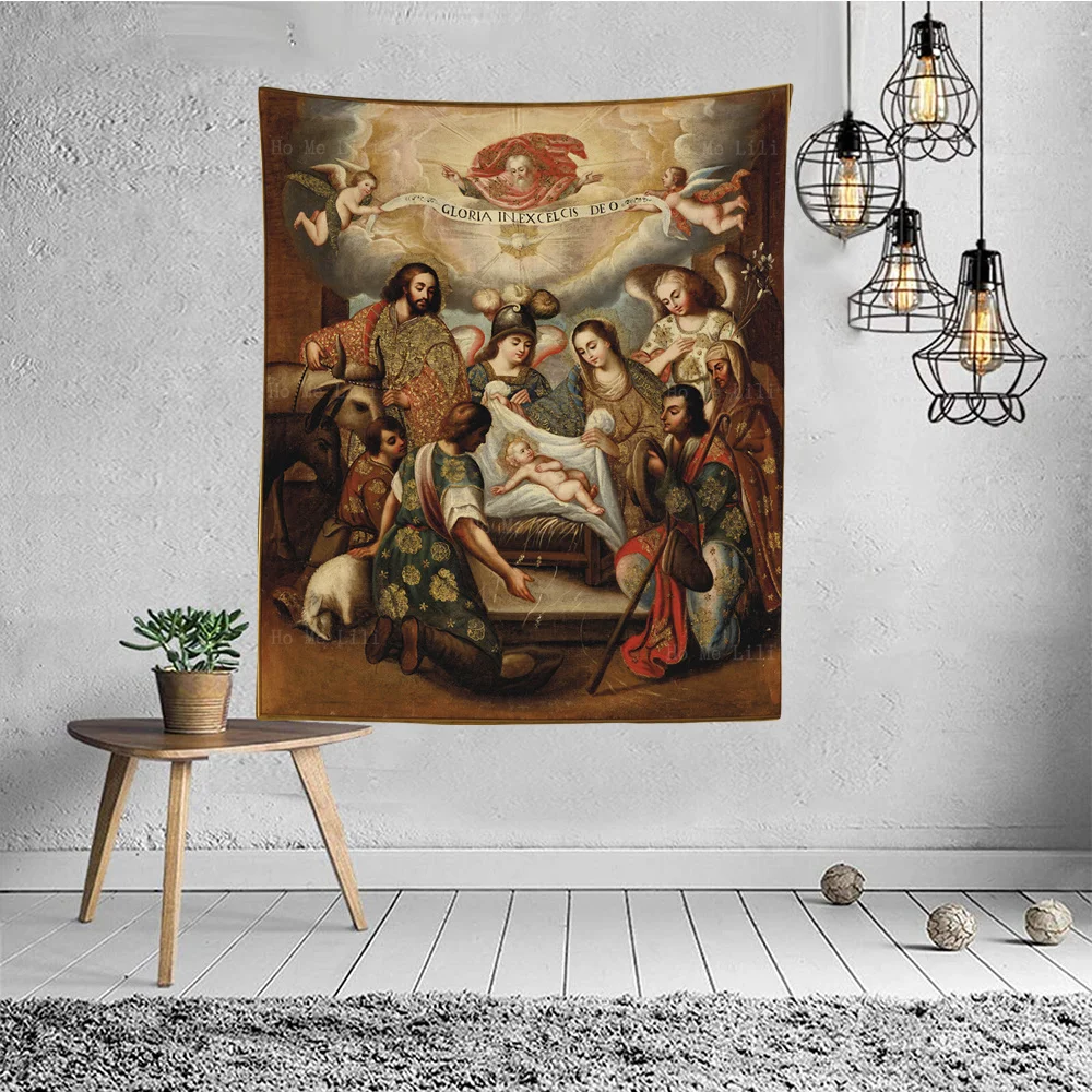 Adoration Of The Shepherds The Blessed Virgin Mary Assumption Rest Feast Tapestry By Ho Me Lili For Livingroom Decor