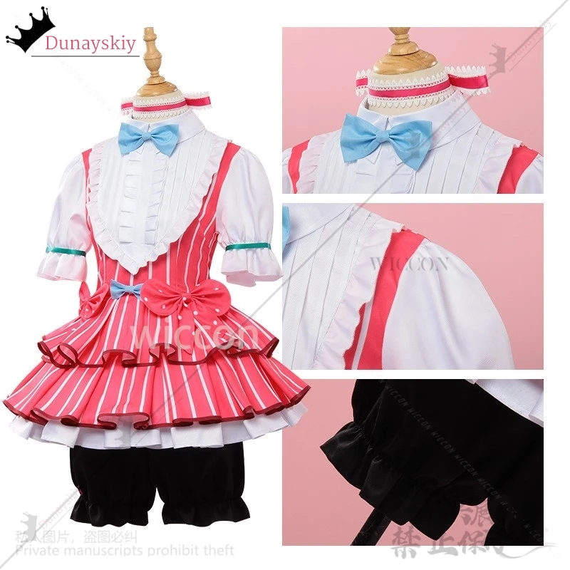 نينا إيسيري تأثيري أنيمي الفتيات الفرقة صرخة زي الوردي لوليتا تنورة فستان الأميرة شعر مستعار امرأة مثير Kawaii كرنفال البدلة مخصصة
