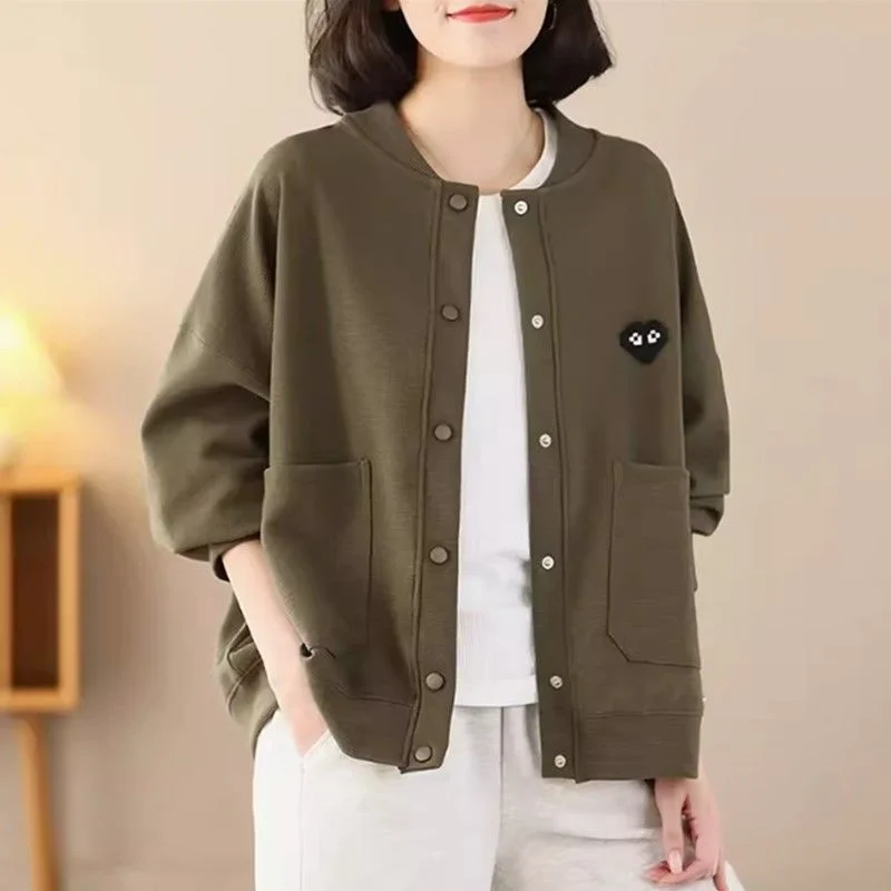 

Leisure Spring Autumn Sweatshirt New Short Jacket Women's Loose Thin Baseball Jacket