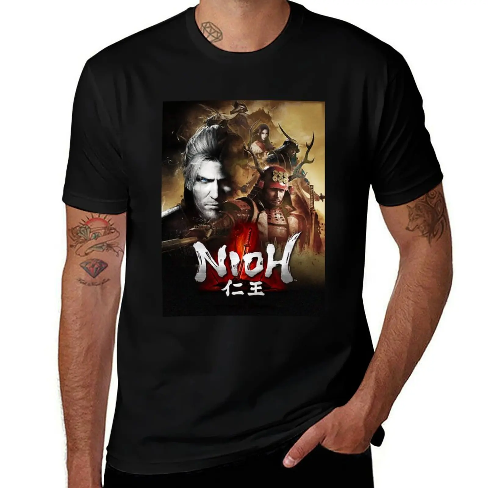 Футболка Nioh больших размеров, базовая хлопковая футболка