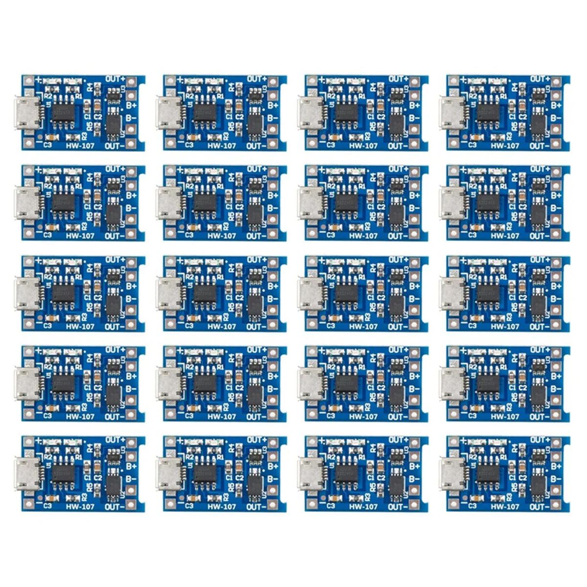 20PCS TP4056 5V 1A Micro - USB 18650 Lithium Battery Charger Module - Charging Board with Dual Protection Functions -Y18A