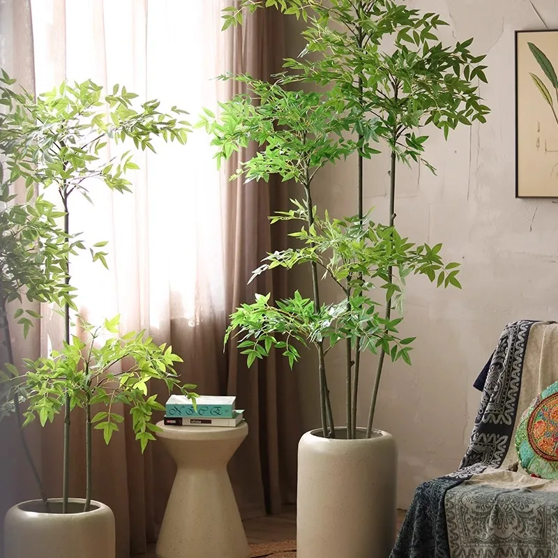 Big leaf Nantian bamboo simulated plant bionic green plant potted plant tea room living room shopping mall decorative ornament f