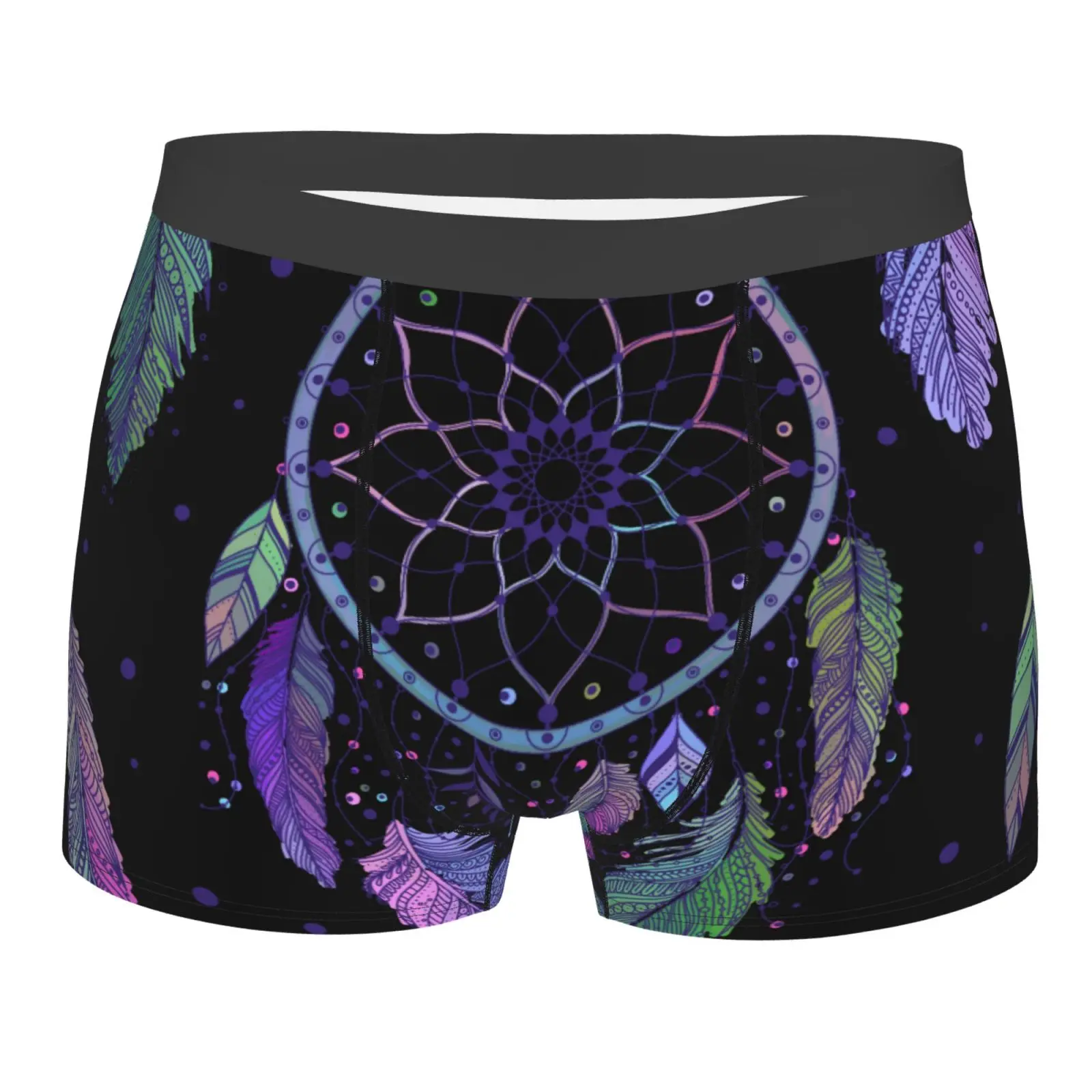 

Черное мужское нижнее белье с принтом «Ловец снов», здоровые, мягкие, удобные, высококачественные мужские трусы, стильные модные повседневные спортивные трусики