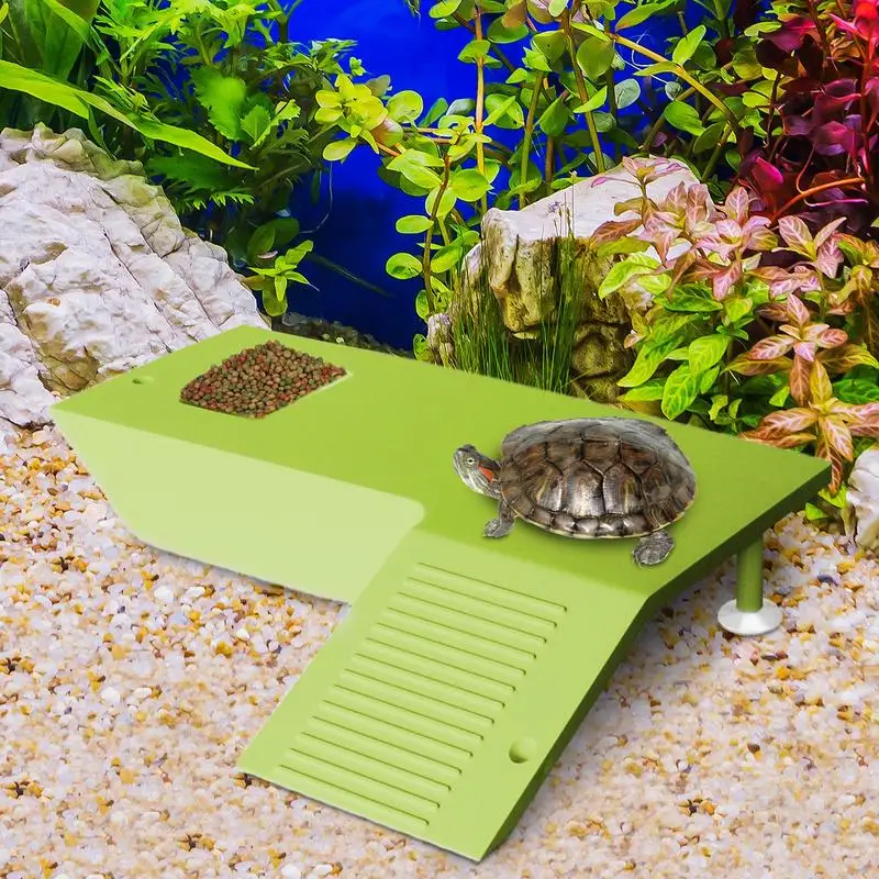 Turtle Basking Area Stable Tortoise Climbing Stage Reptile Terrace Reptile Food Dish Ramp Suction Cup Secure Basking Platforms