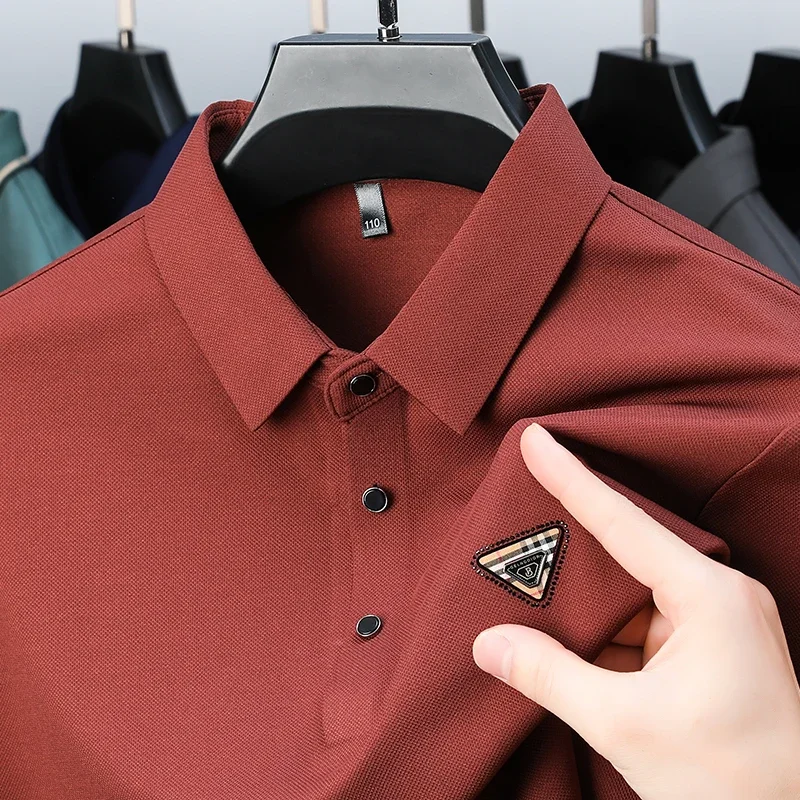 Luxury Brand Men's Polo Shirt Lapel B Letter Printing Long Sleeved Korean Fashion Casual 2024 Spring Men's Clothing