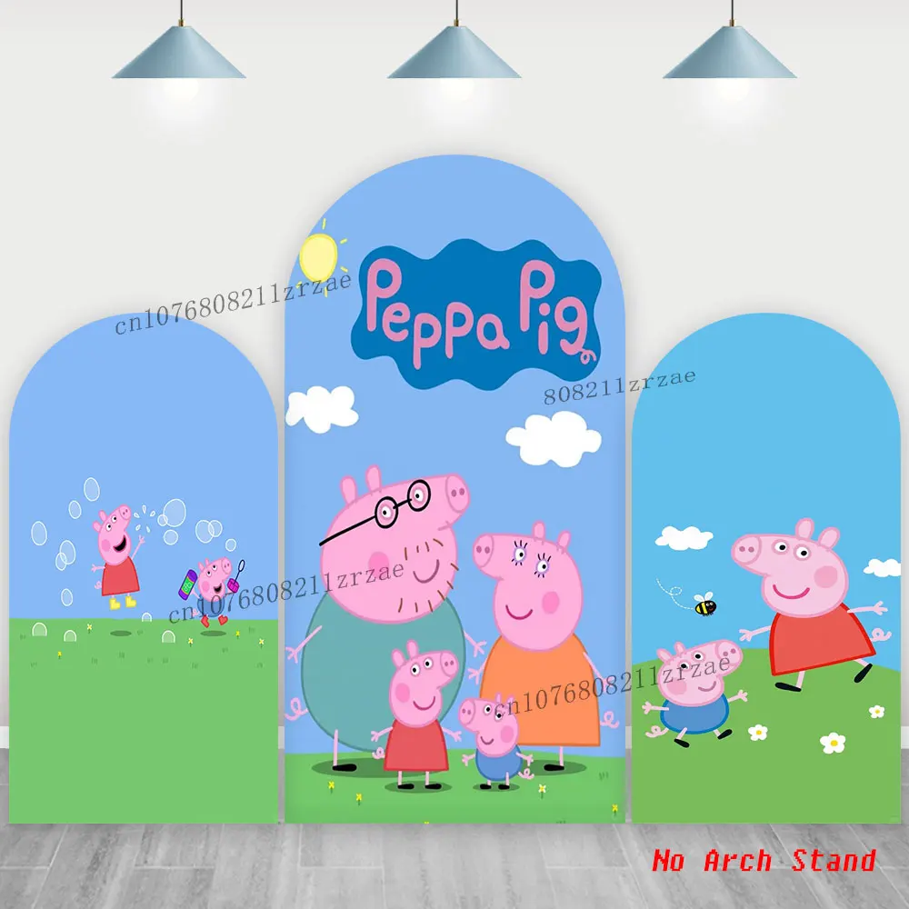 

Peppa Pig Arch Backdrop Cover Kid Boy Birthday Party Decoration Baby Shower Banner Background Wall Polyester Double-Sided Poster