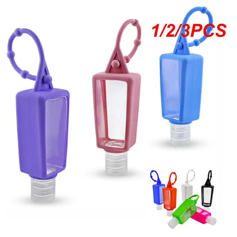 1/2/3PCS 30ml Silicone Mini Hand Sanitizer Hand Gel Holder Refillable Hook Empty Squeeze Bottles Portable Travel Soap Dispenser