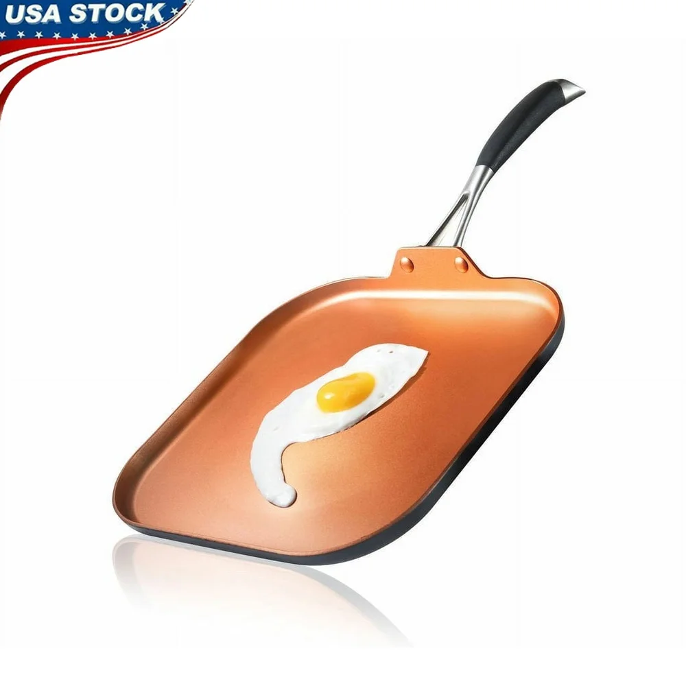 

Premium Nonstick Copper Cookware Set Heat Resistant Silicone Handle Dishwasher Safe Stain Resistant Induction Compatible Kitchen