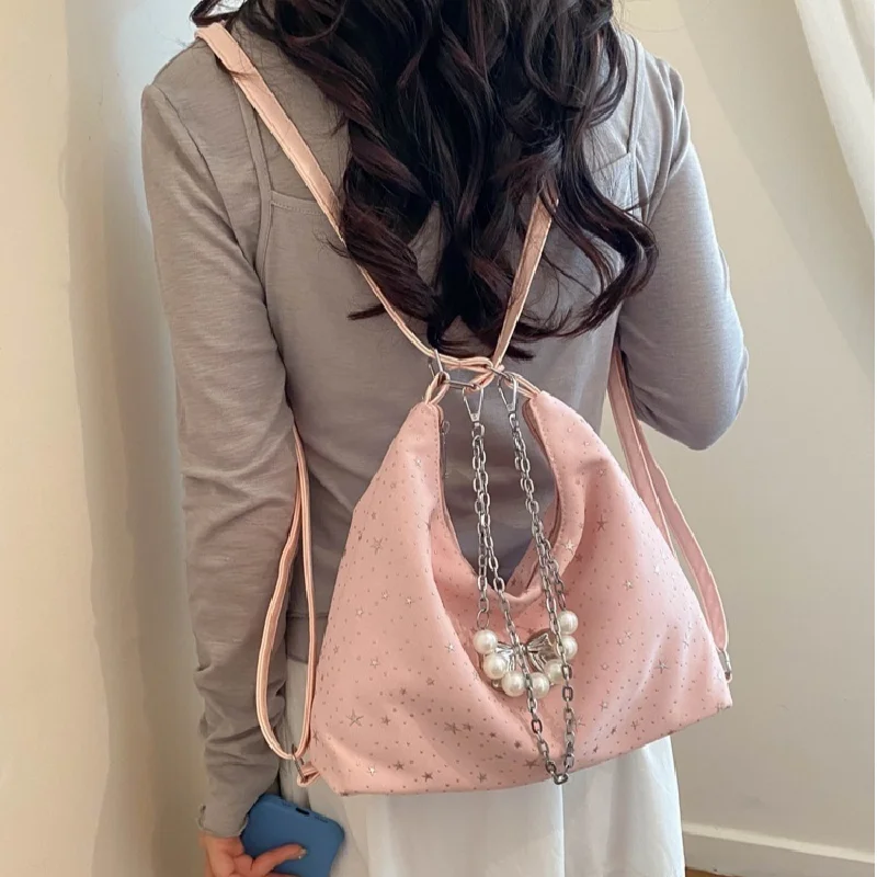 Multifunctional Star-decorated Women's Chain Bow Shoulder Bag For Travel And Casual Use