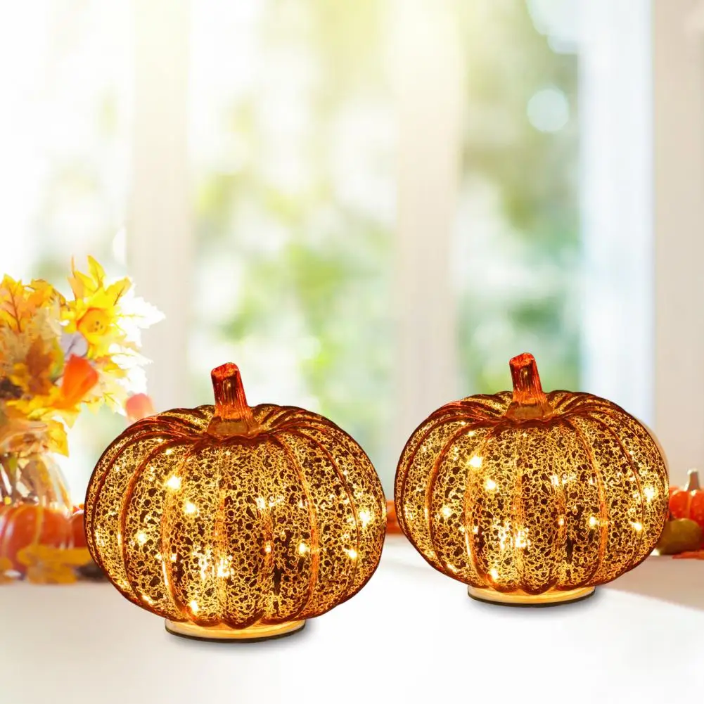 

Battery-powered Pumpkin Lights Battery-powered Glass Pumpkin Lantern with Timer for Home Halloween Decor Soft Warm Glow Led