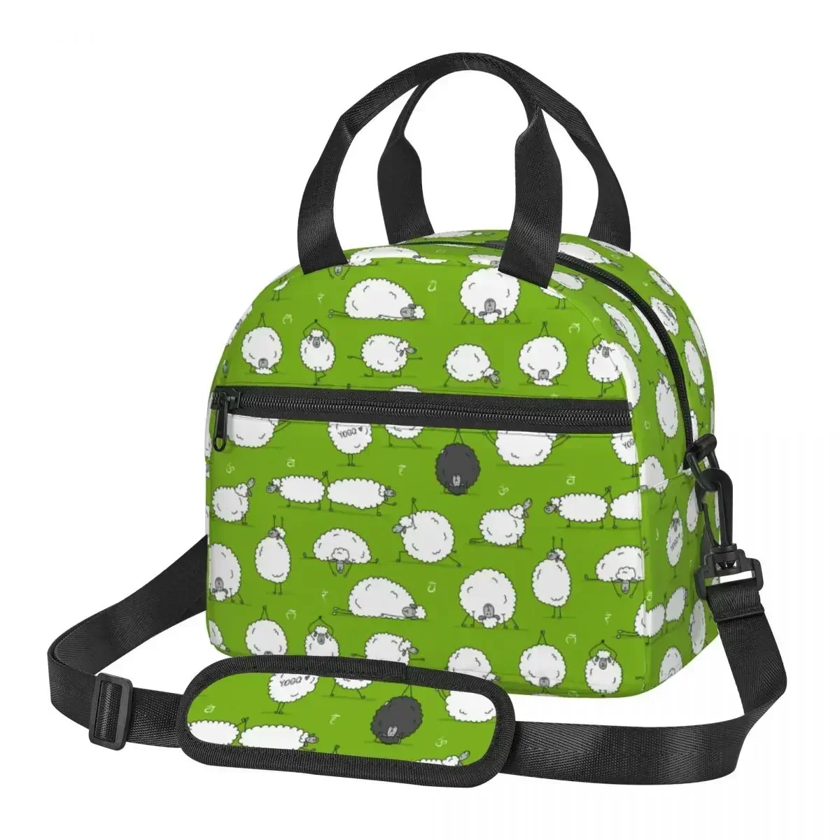 

Funny Sheep Doing Yoga Insulated Lunch Bag With Adjustable Shoulder Strap Food Container Large Cooler Thermal Bento Box For Work