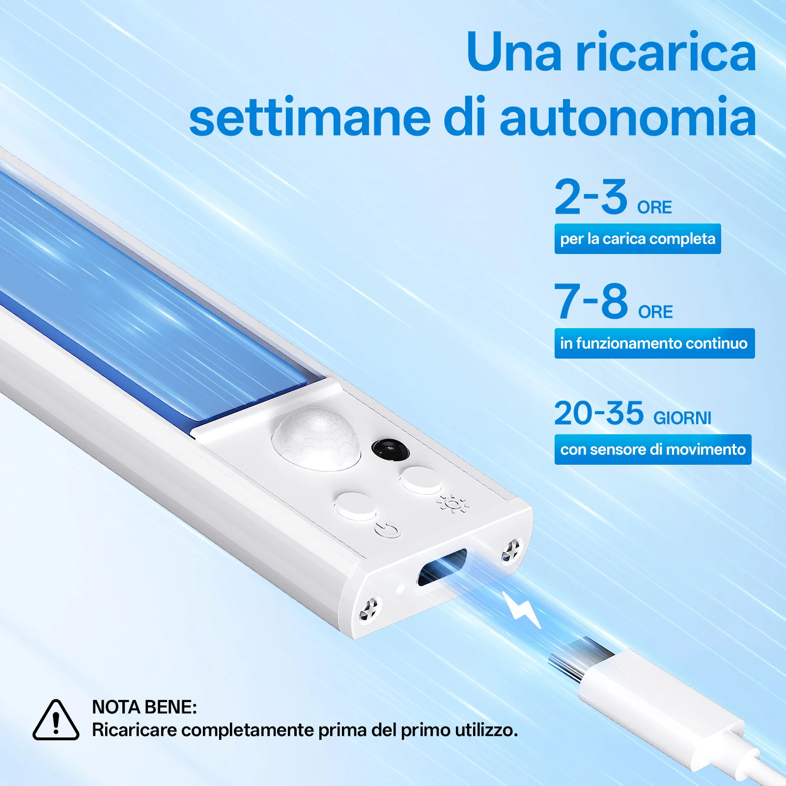 Immagine 6: PZSUNLY Luce LED Wireless Sottopensile, Lampada Notturna Dimmerabile con Sensore di Movimento Ricaricabile Type-C per Cucina, Armadio, Comodino, Scale, Illuminazione Interna, Regalo