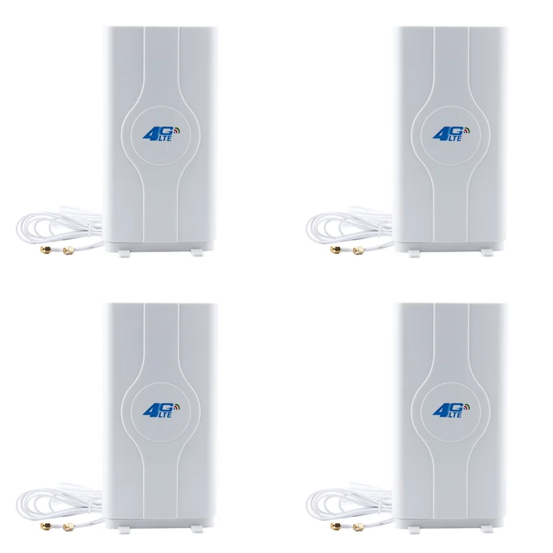 ABZW 4X 700-2600Mhz 88Dbi 3G 4G Lte Antenna Mobile Antenna Male Connector Booster Mimo Panel Antenna+2 Meters(2X SMA-Male)