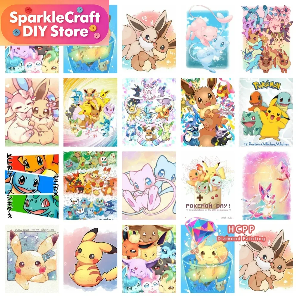 1 Stück Rahmenloses 2026 Neues Niedliches Pikachu Anime Japan Diamant-Malerei-Set Quadratische Runde Diamanten 5D DIY Mosaik Handgemachte Kunst Exquisit G