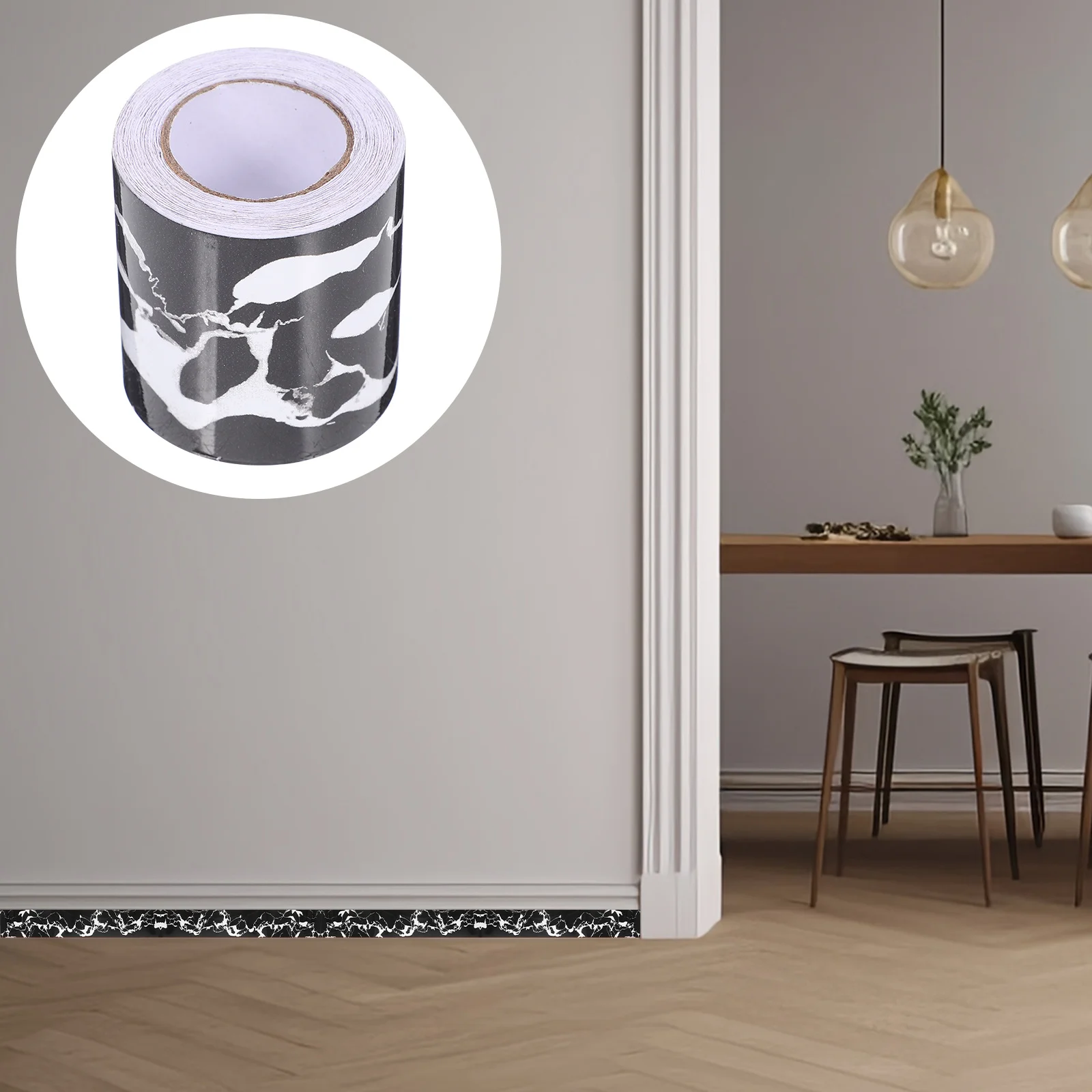 

2 Rolls Marble Pattern Skirting Board Cover Easy Cut Self Adhesive Trim for Entrance Corridor Floor Wall Decorative Baseboard