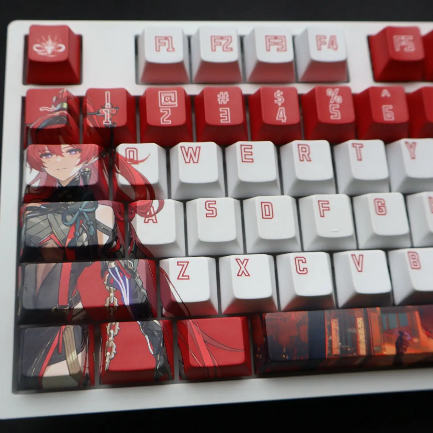 128 Keys Wuthering Waves Keycaps YinLin Theme Keycap PBT DYE-Sub Cherry Profile Key Cap for Mechanical Keyboard Accessories