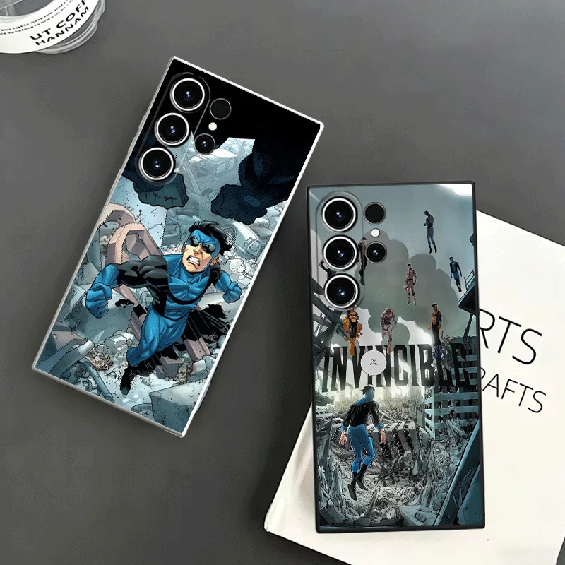 I-Invincible Anime Soft Phone Case For Samsung S24 S25 S26 Ultra S23 S22 Plus S21 S20 FE Edge + Black White Couple Cover