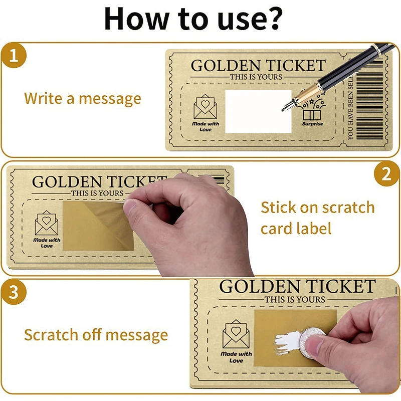 1/6/20PC Scratch Off Ticket Scratch-off Card Raffle Gift Surprise Card With Envelope Party Favor Voucher Valentine's Day Tickets
