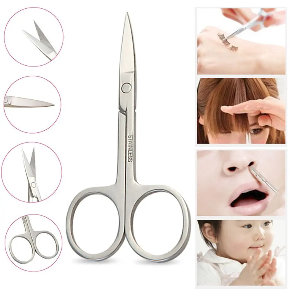 Silver Stainless Steel Beauty Tool Makeup Scissors Face Hair Removal Nose Trimmer Eyebrow Scissors