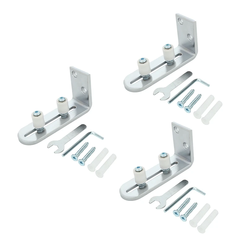 

Promotion! 3X Floor Guide For Bottom Of Sliding Barn Doors Adjustable Wall Mount Stay Roller Guide Ball Bearings