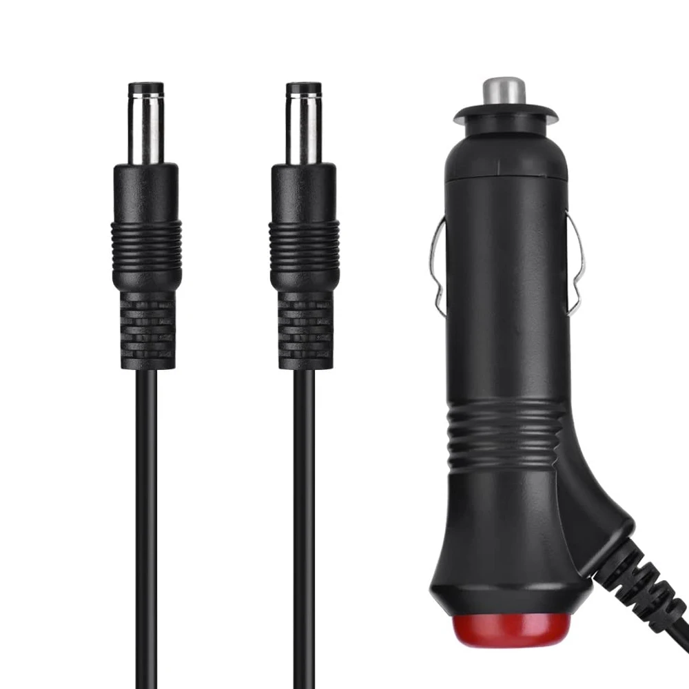 2 Plugs DC 5.5x2.1mm Car Charger 9V-36V Cigarette Lighter Power Supply Adapter Charger Cable with Switch Button