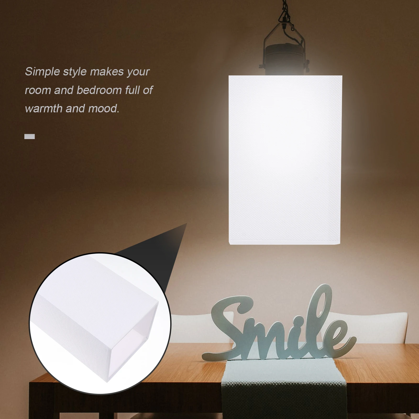 

E27 Lampshade White Coarse Linen Rectangle Table Floor Ceiling Lamp Shades Cloth Light Cover Dust Protection Warm Decorative