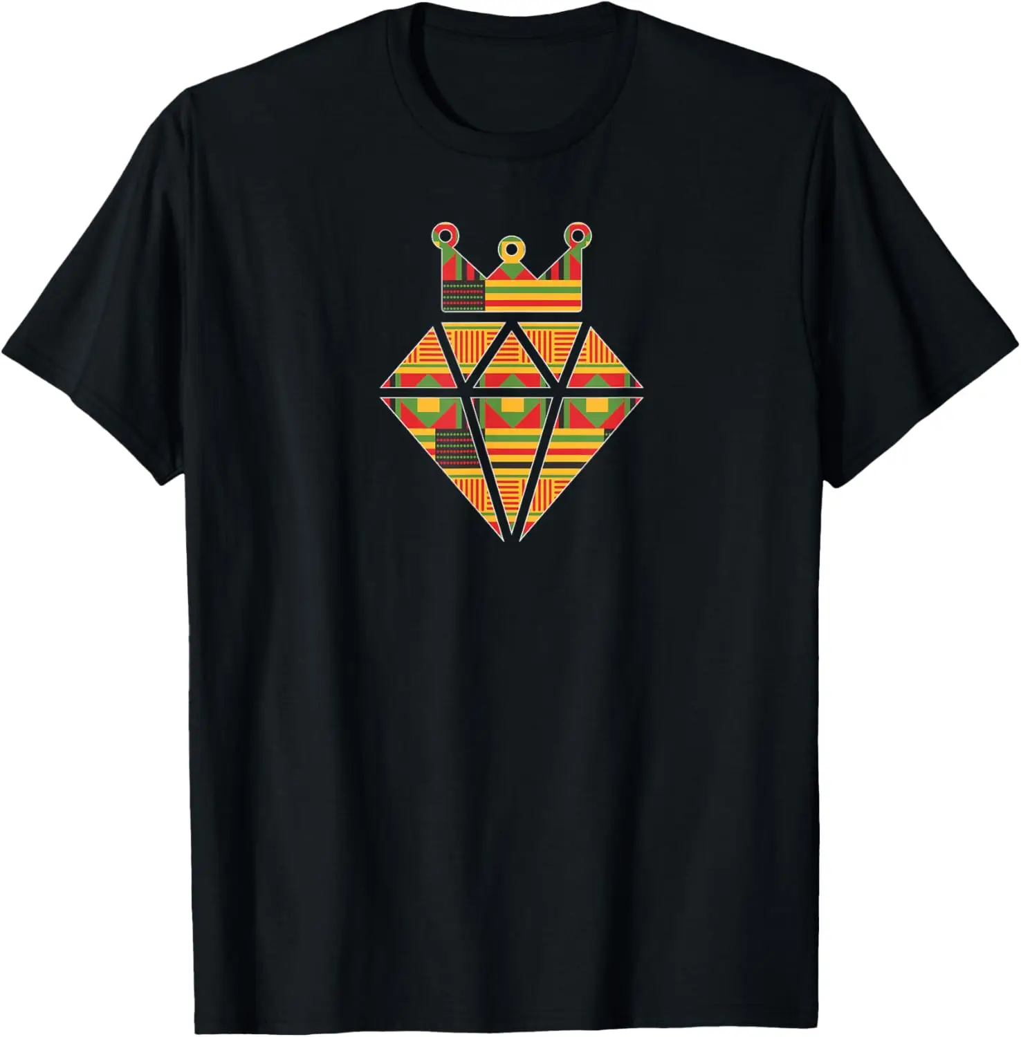 Rhombus Crown Shape with African Pattern, Black History T-Shirt