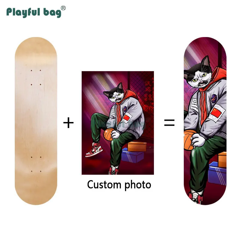 Playful Bag Personal Customization Maple wood Skateboard  80*20CM Customized pattern DIY Skateboard equipment AMB94