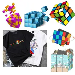Entertainment Magic Cube Heat Transfer Iron On Patches For DIY Clothes T-shirt Thermal Transfer Stickers Decoration Printing