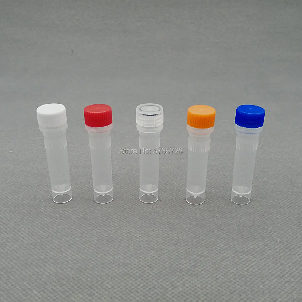 100pcs/lot 1.5ml Plastic Freezing Tubes Flat Bottom Sample Cryovial Centrifuge tube With Gasket