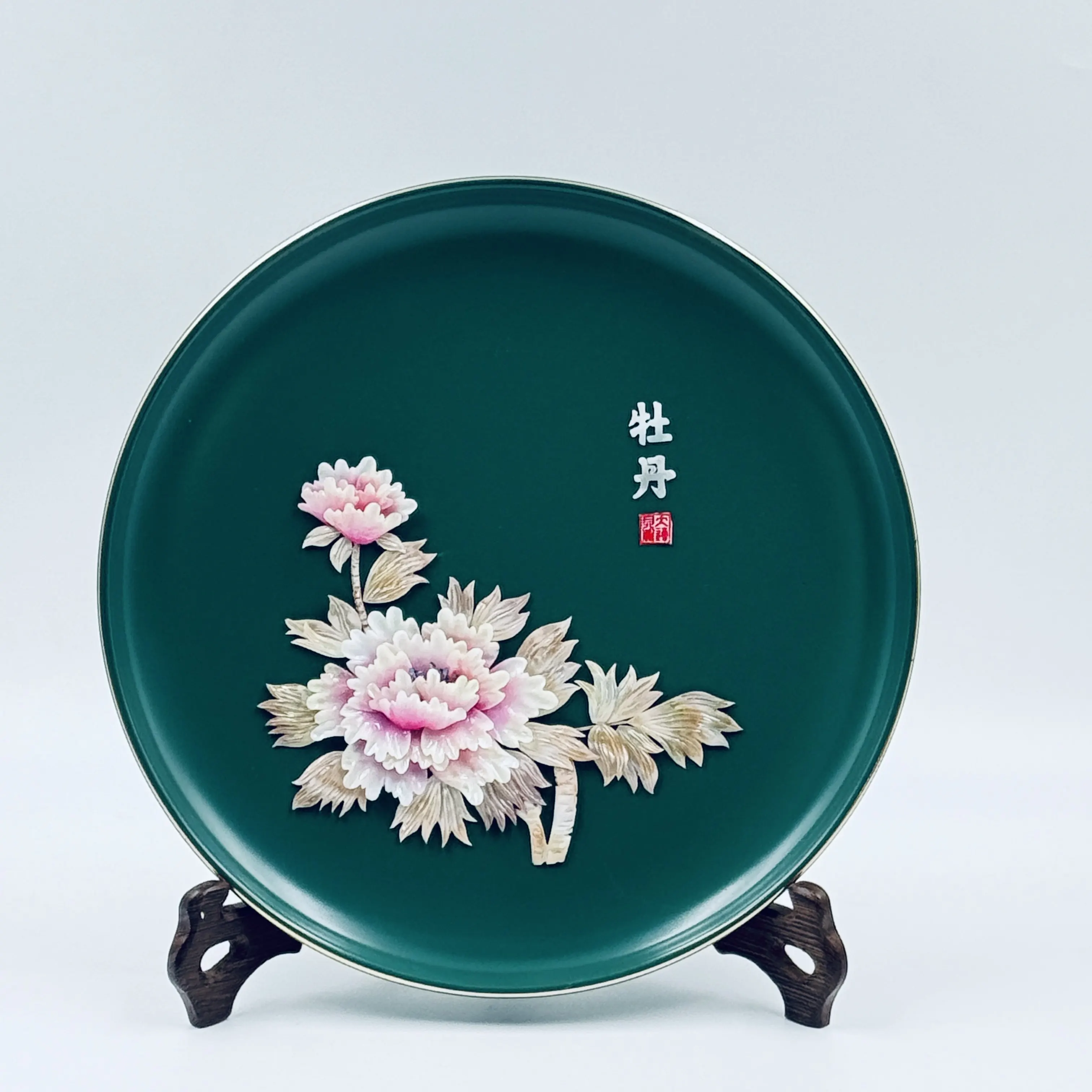 Shell Carving Souvenir Handicraft Plate Desktop Display Home Chinese Shell Art Gift Chinese Traditional Mother of Pearl Luxury