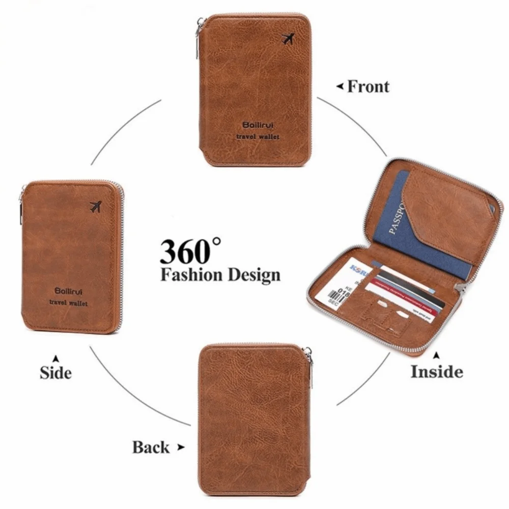 

Multi-functional Travel Passport Wallet Zipper PU Leather Passport Bag RFID Anti-theft Large Capacity Credit ID Card Holder